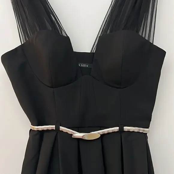 Black Halo | Babydoll dress with sheer Silk straps​ - Picture 6 of 8